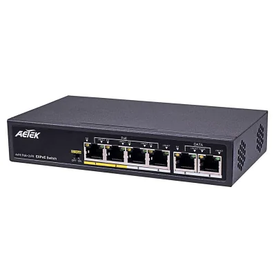 Aetek 4 Port Unmanaged PoE Switch