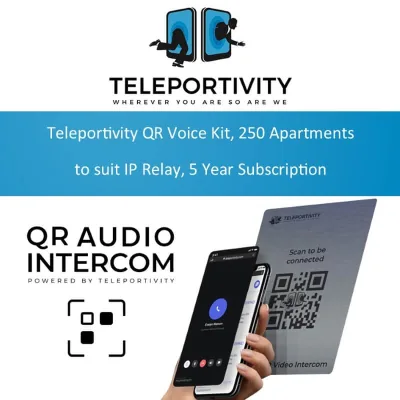 Teleportivity QR Voice Kit, 250 Apartments to suit IP Relay, 5 Year Subs