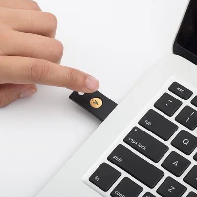 Yubikey V5 NFC attached to laptop